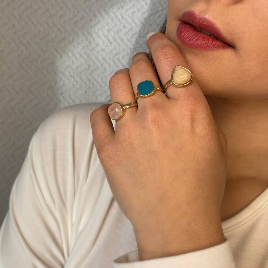 Sky Blue Agate Drop Ring