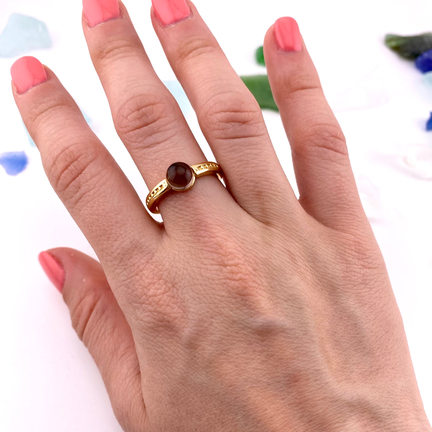 Smoky Quartz Solitaire Ring