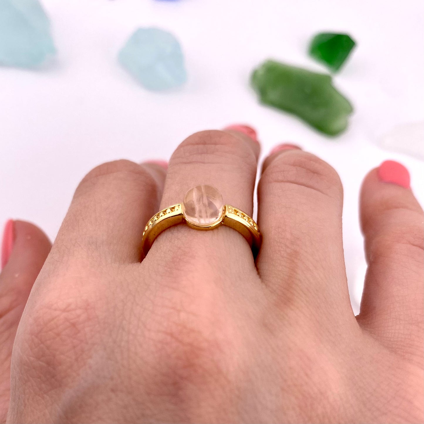 Rose Quartz Solitaire Ring