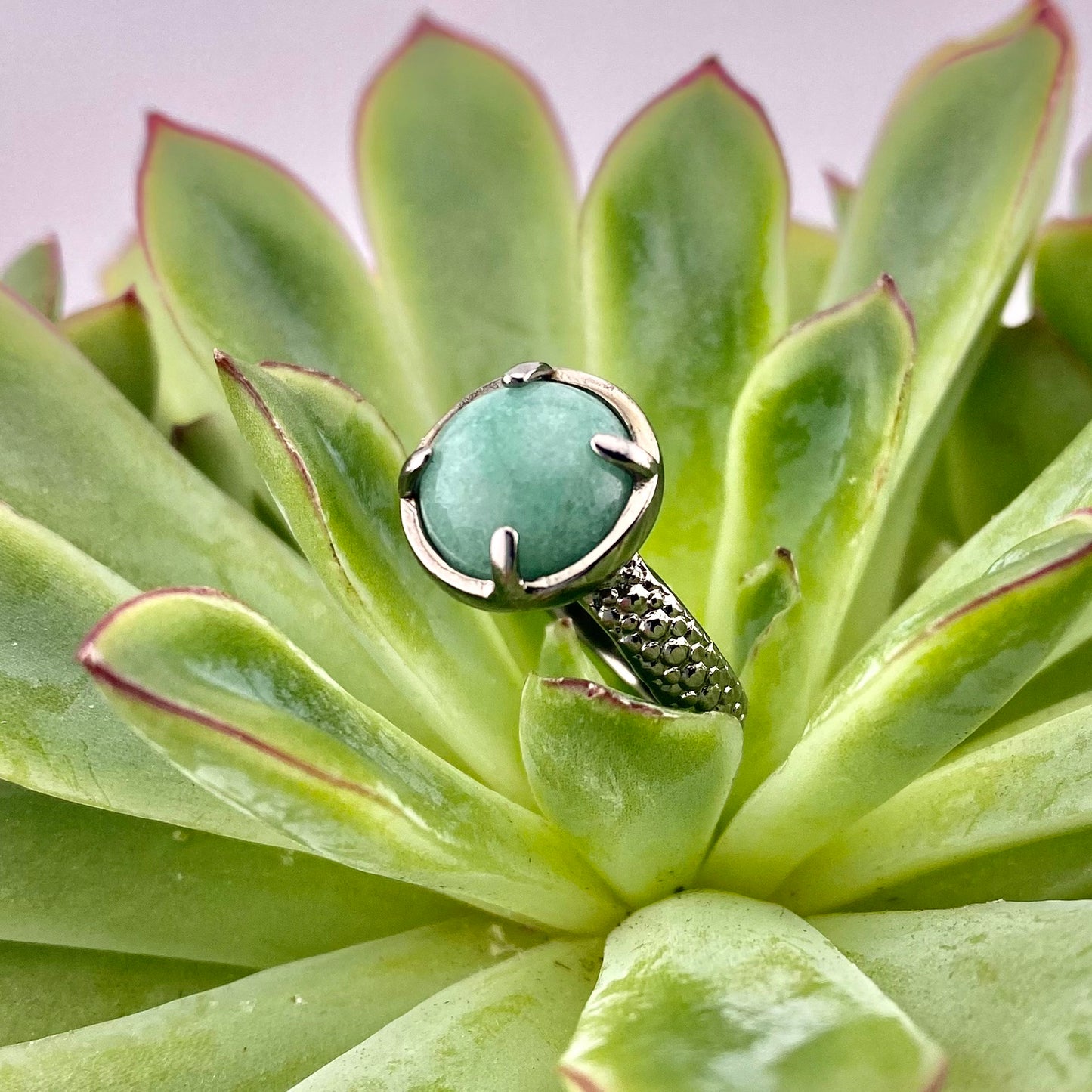 Green Quartz Cabochon Ring