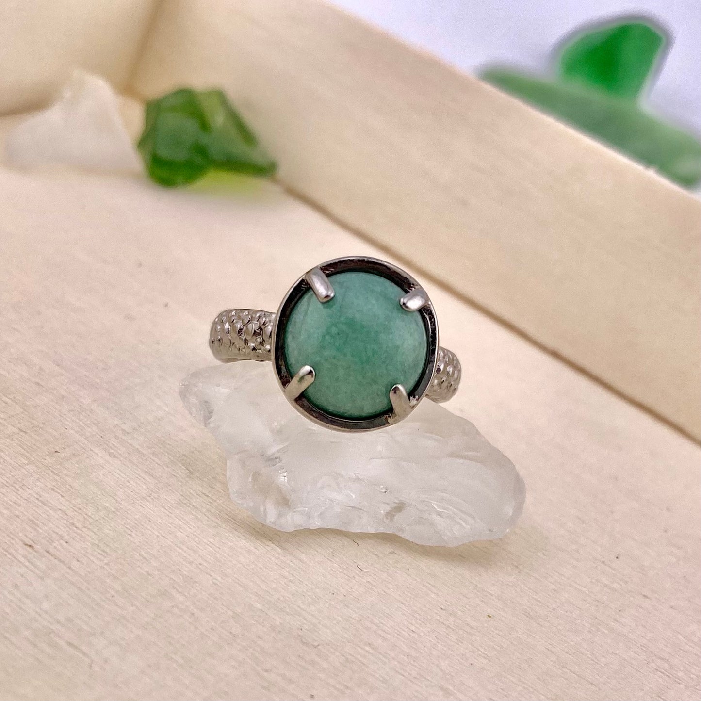Green Quartz Cabochon Ring