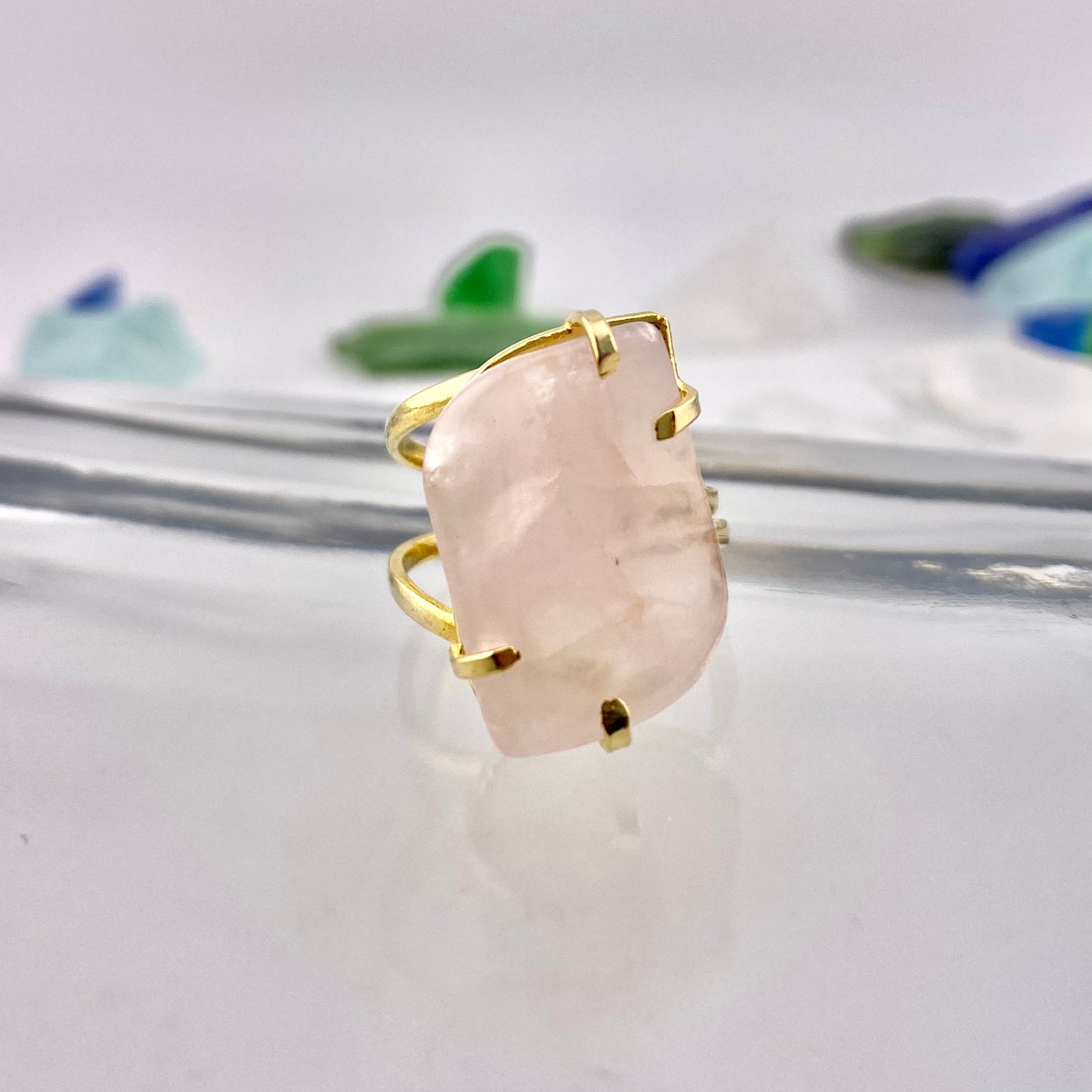 Rose Quartz Leaf Ring