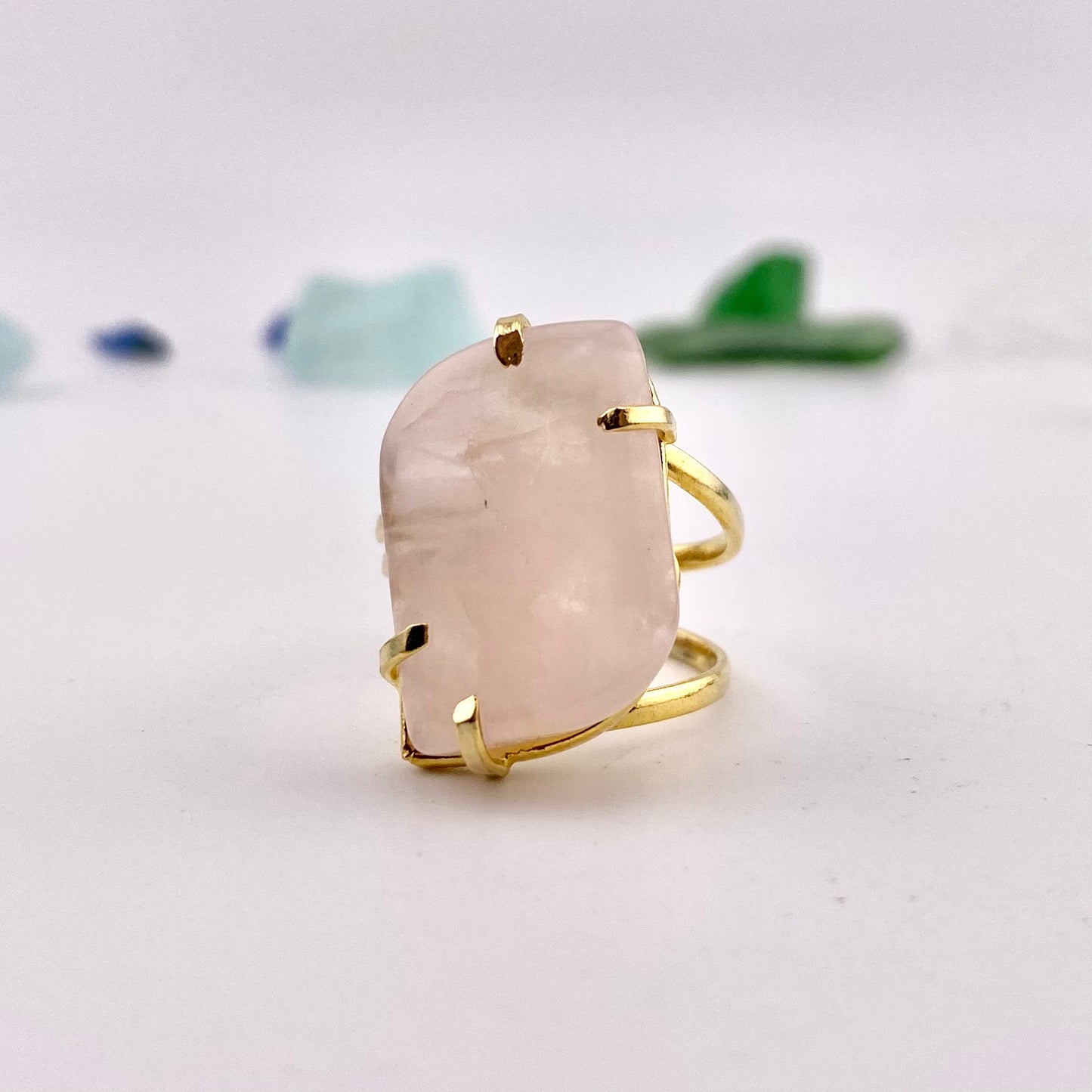 Rose Quartz Leaf Ring