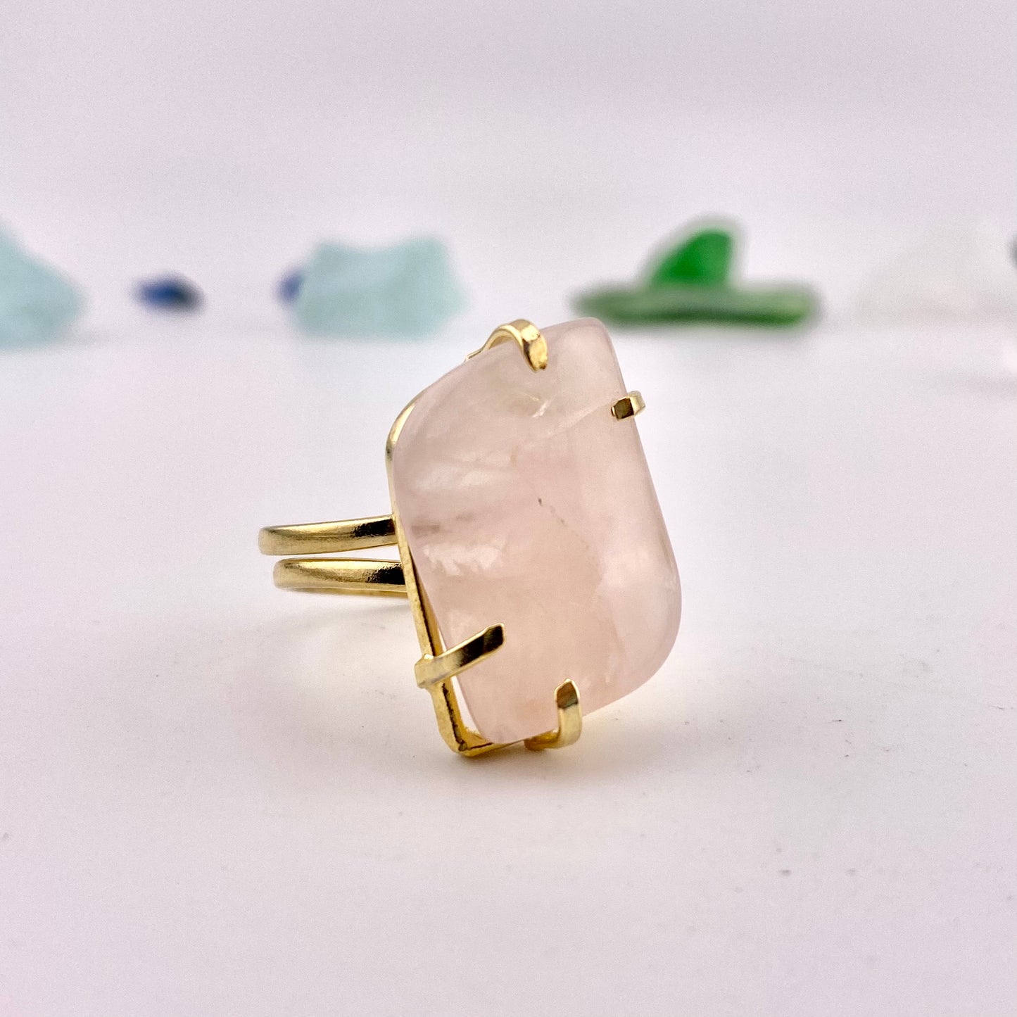 Rose Quartz Leaf Ring
