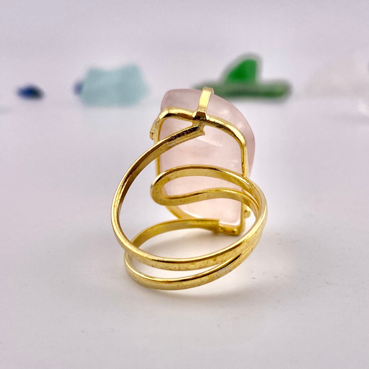 Rose Quartz Leaf Ring