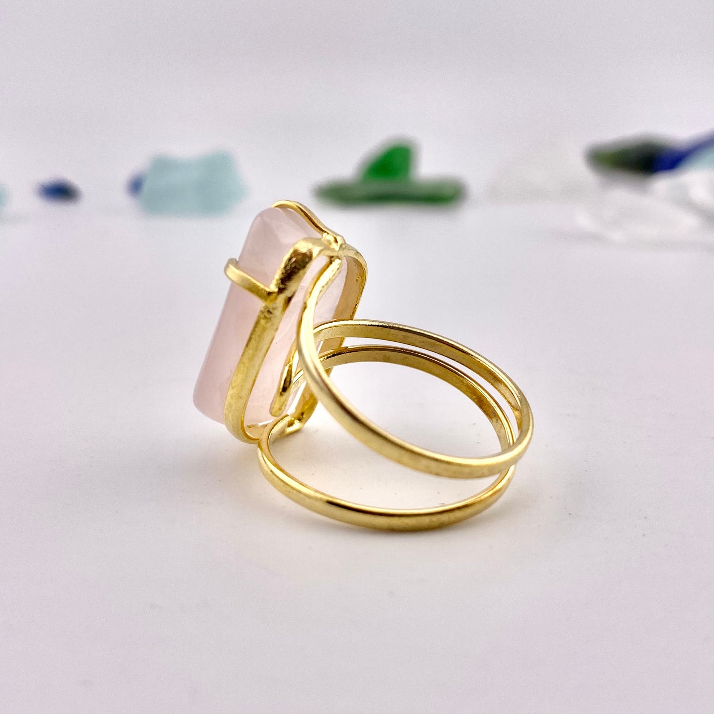 Rose Quartz Leaf Ring