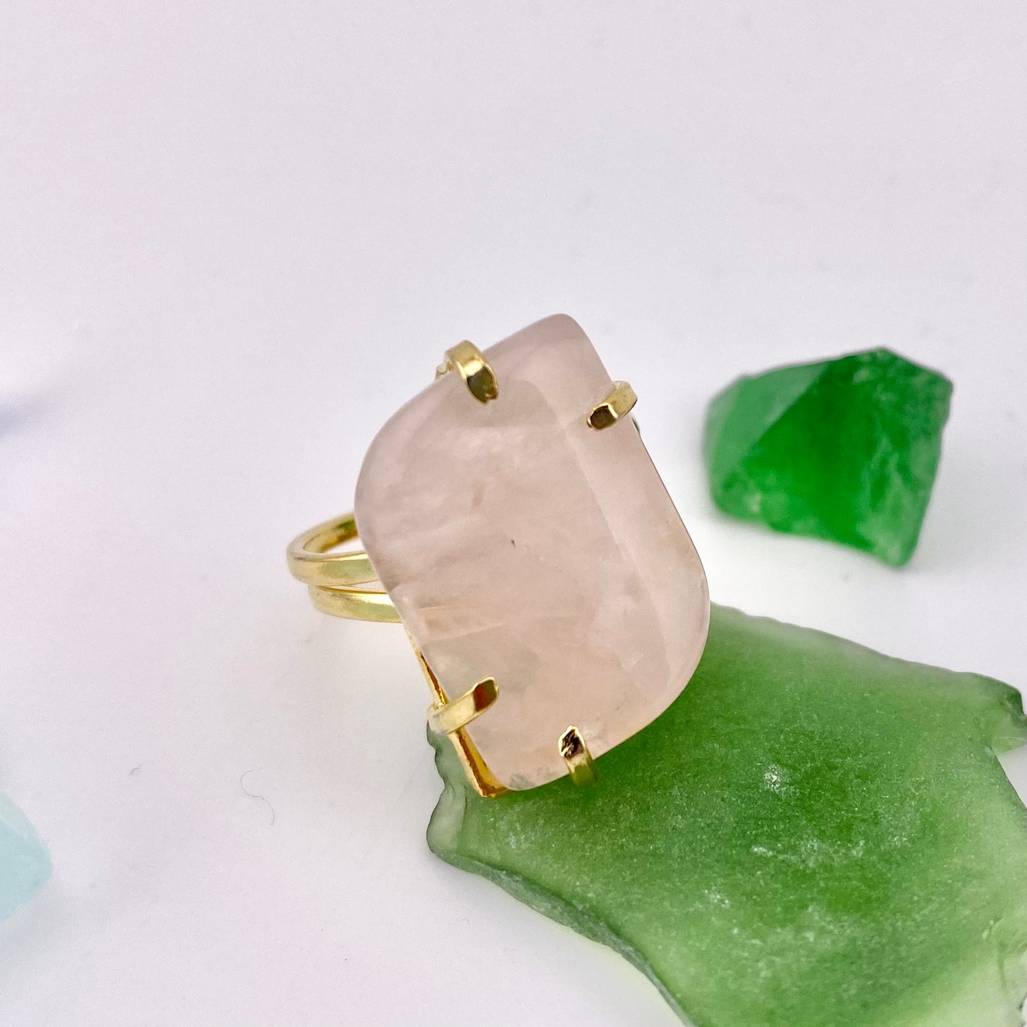 Rose Quartz Leaf Ring
