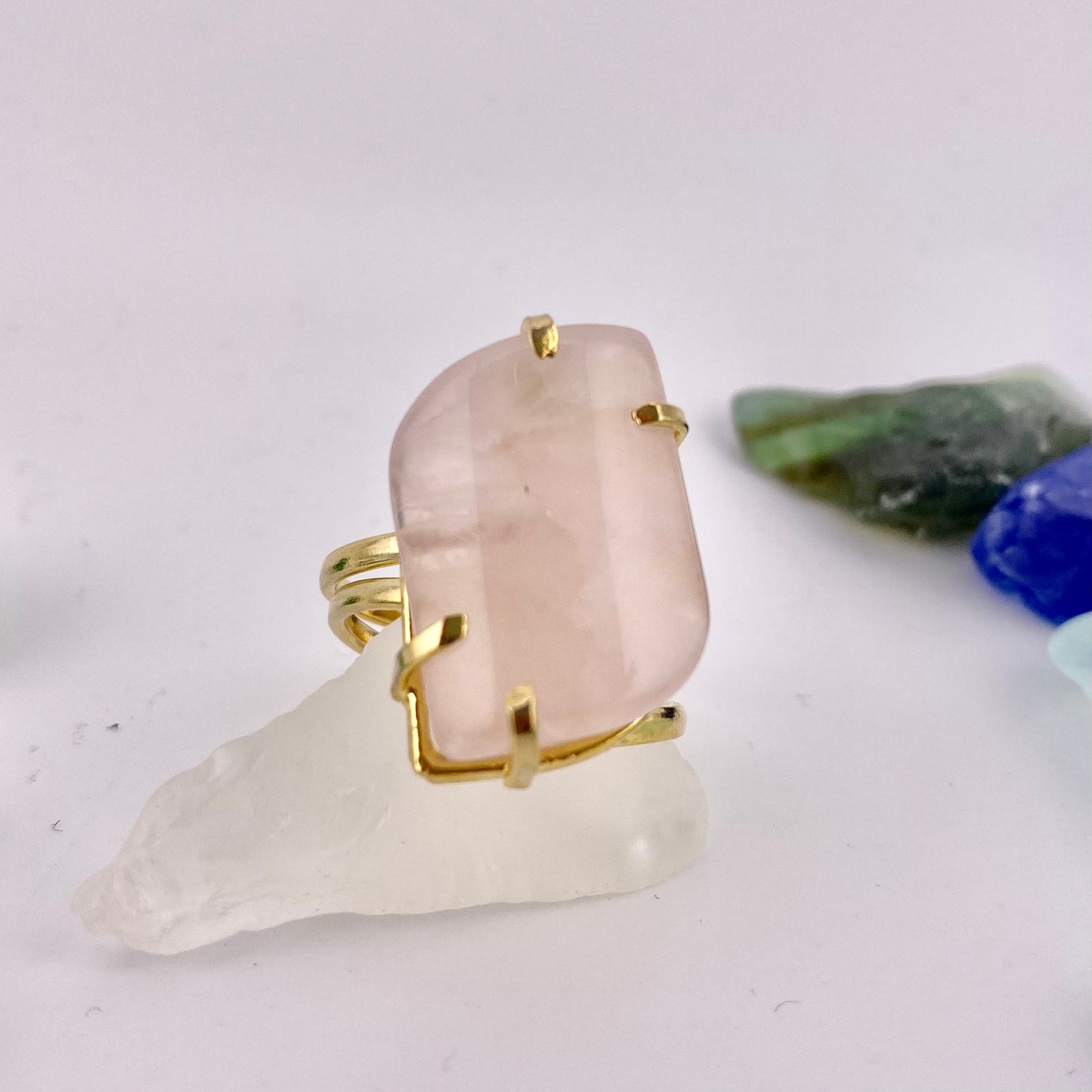 Rose Quartz Leaf Ring