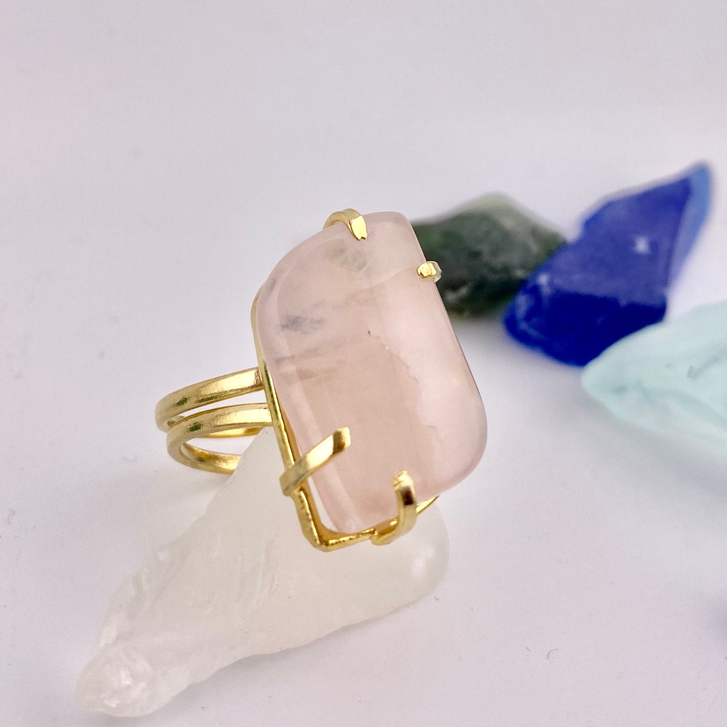 Rose Quartz Leaf Ring