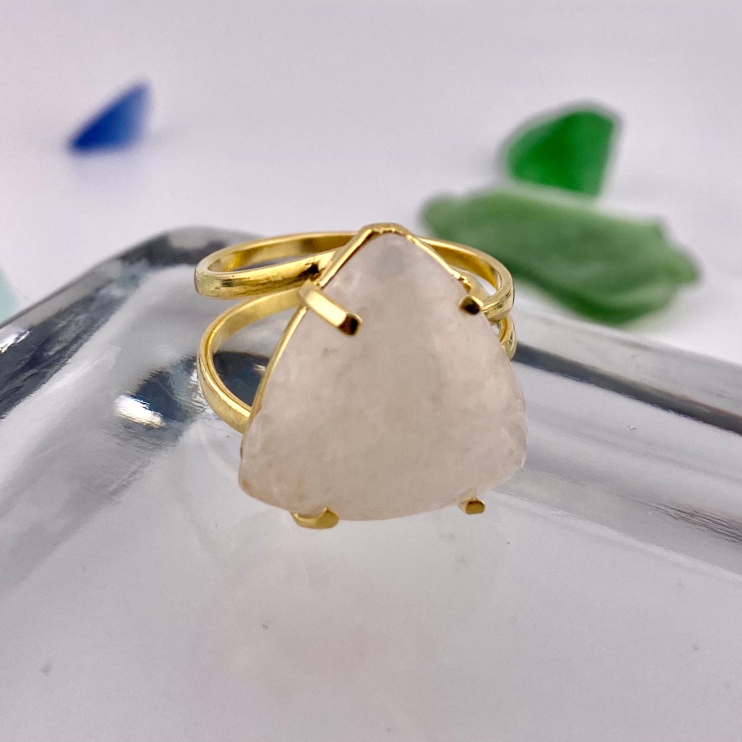 Clear Quartz Triangle Ring