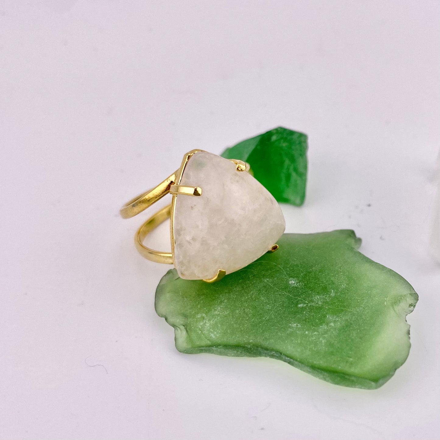 Clear Quartz Triangle Ring
