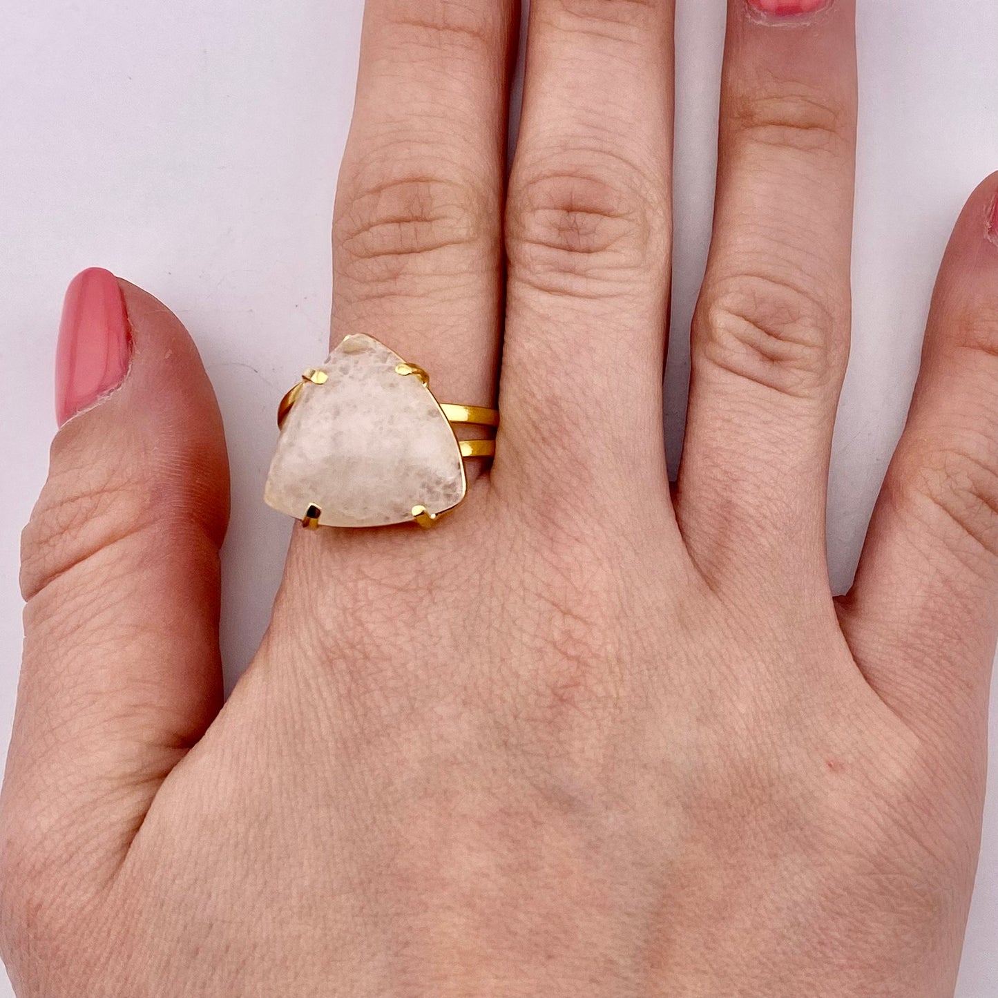 Clear Quartz Triangle Ring