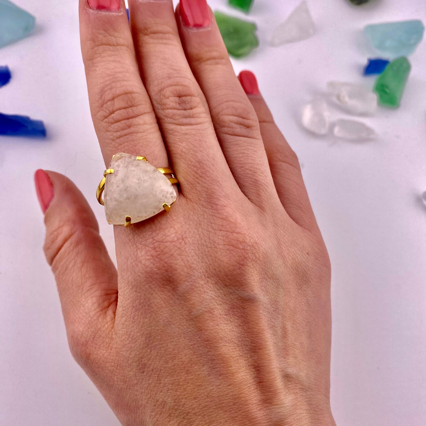 Clear Quartz Triangle Ring