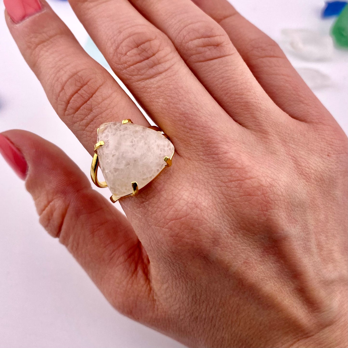 Clear Quartz Triangle Ring