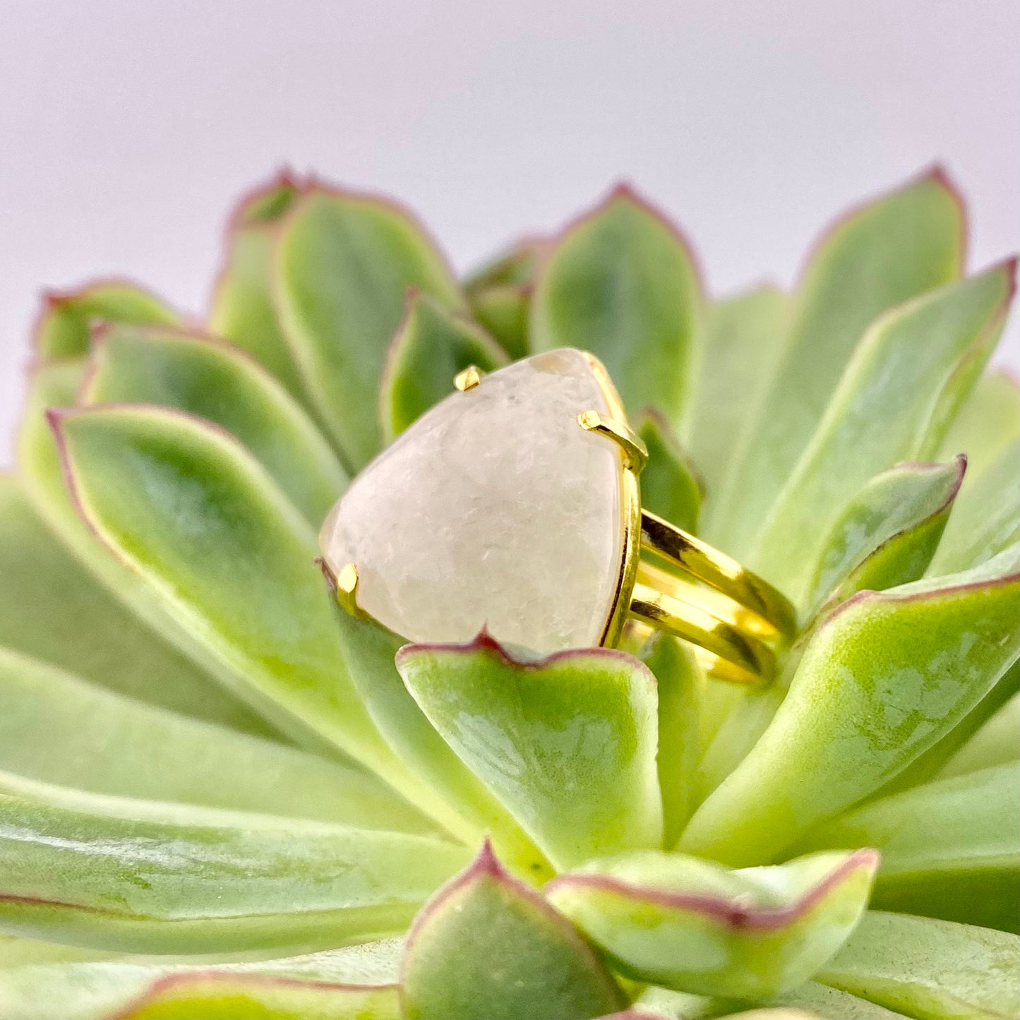 Clear Quartz Triangle Ring