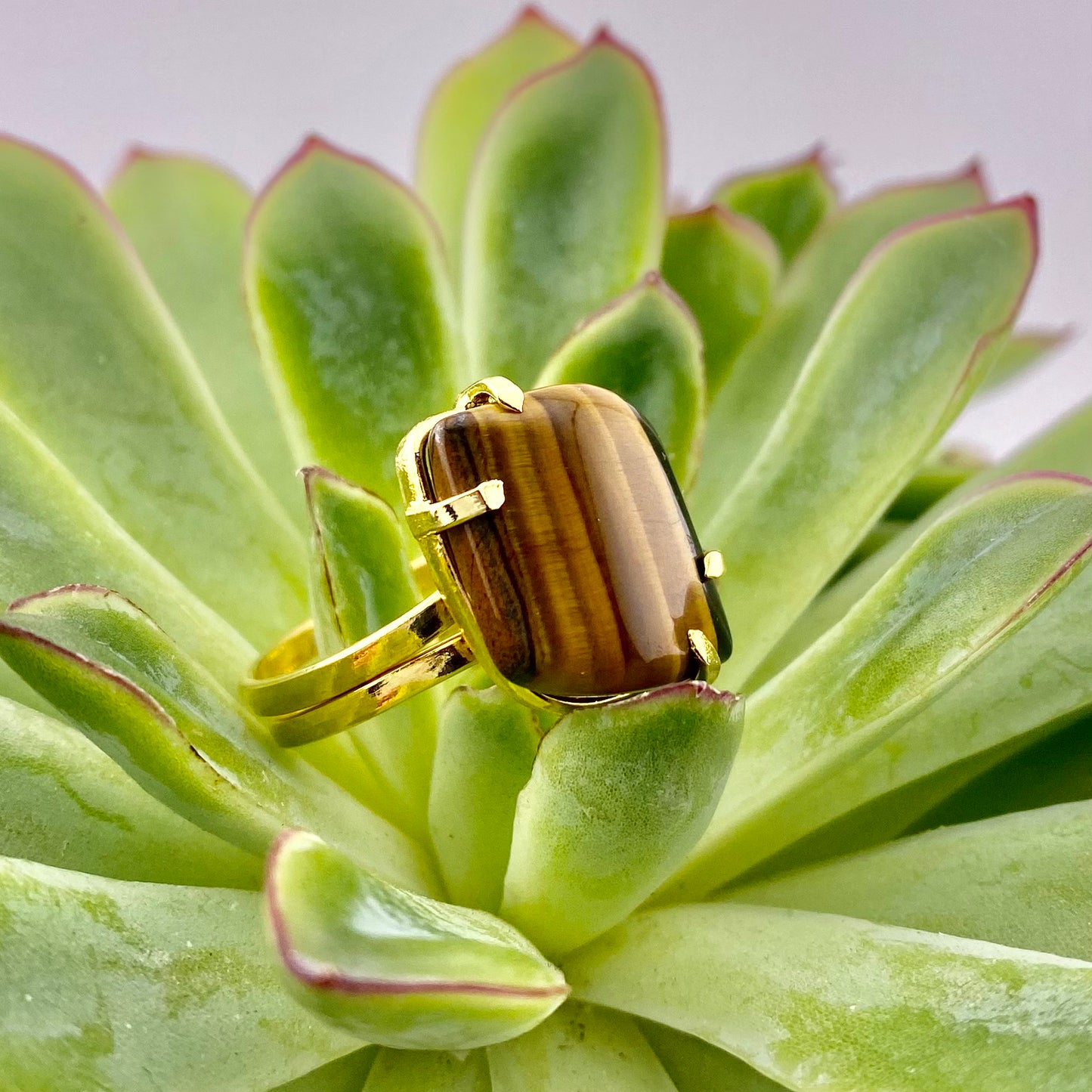Tiger Eye Leaf Ring