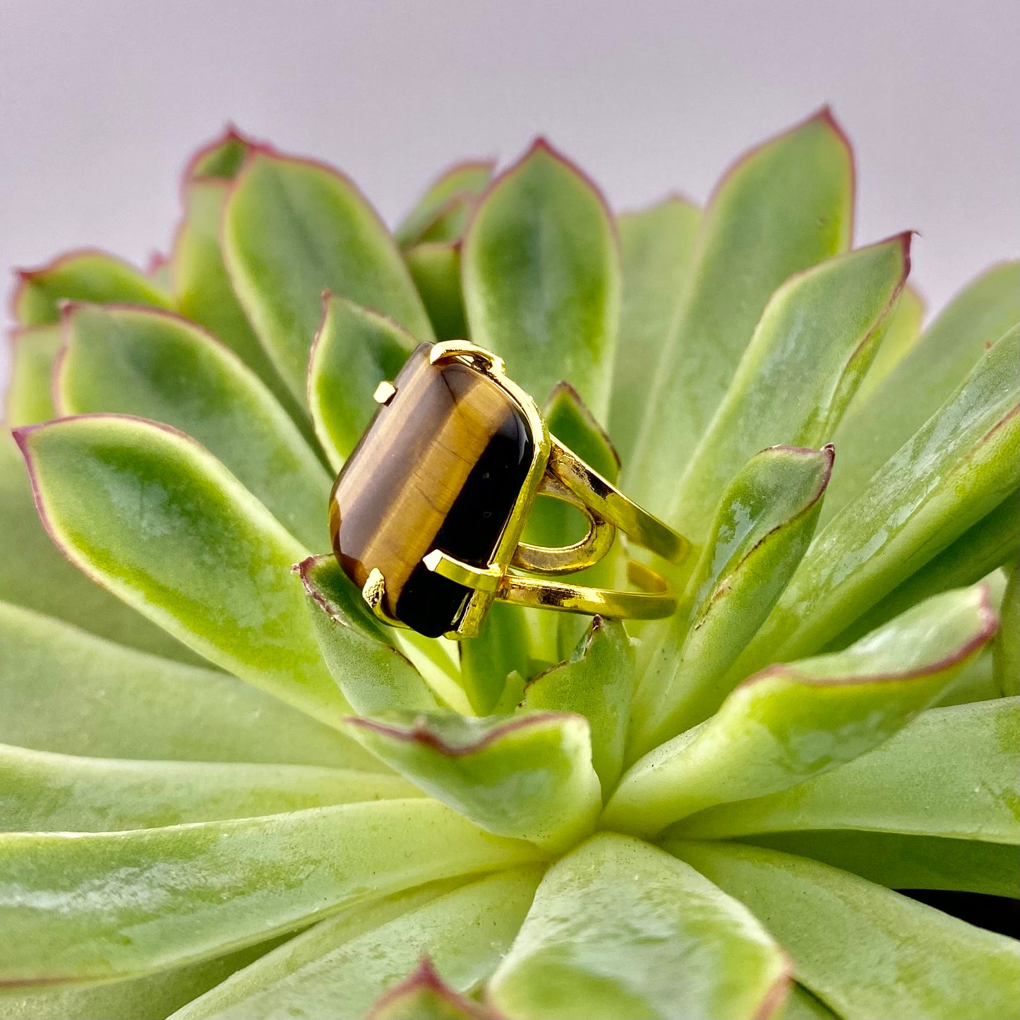 Tiger Eye Leaf Ring