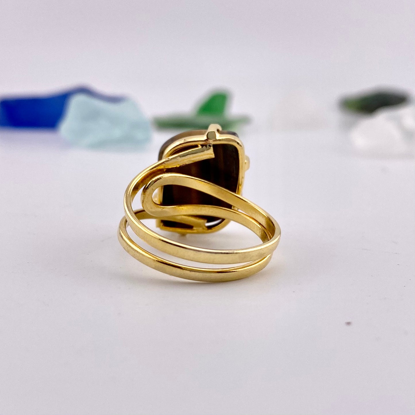 Tiger Eye Leaf Ring