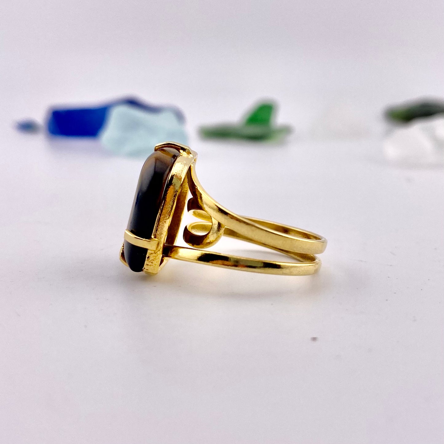 Tiger Eye Leaf Ring