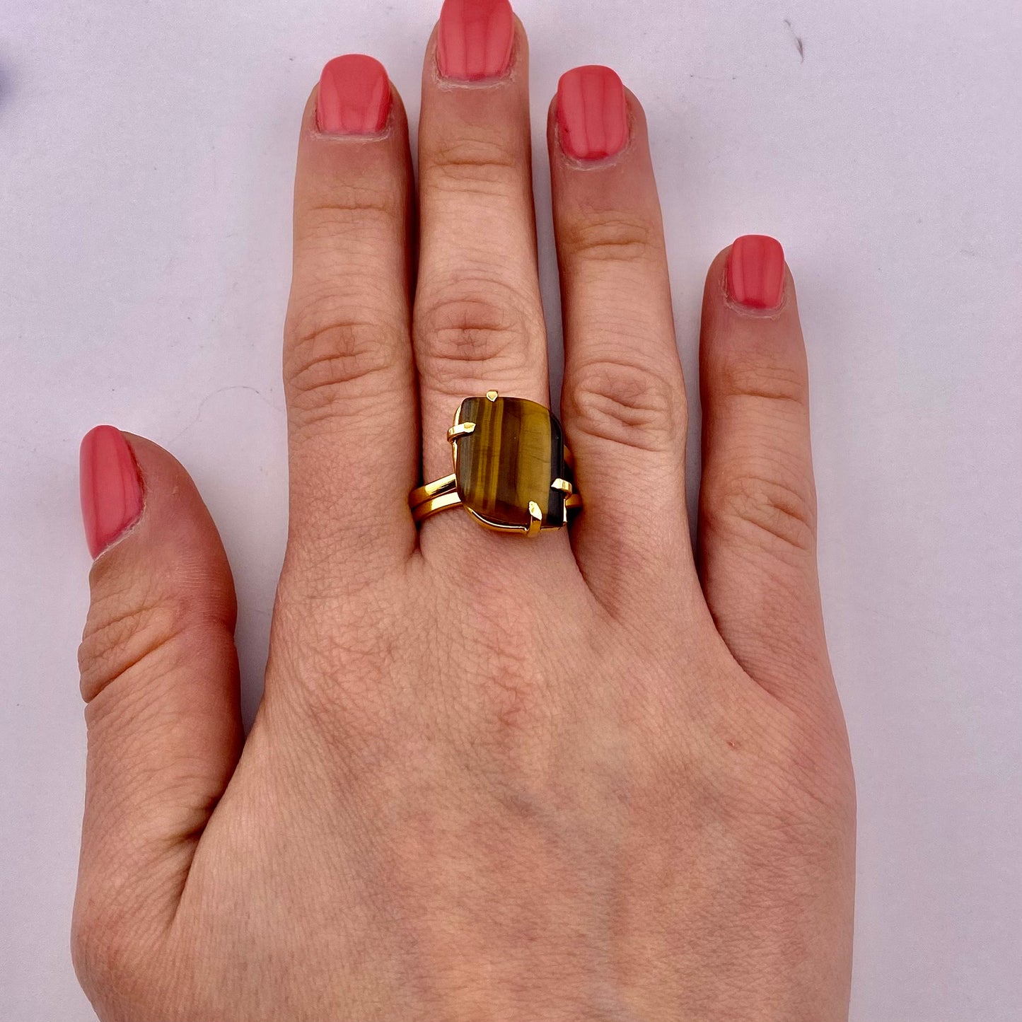Tiger Eye Leaf Ring