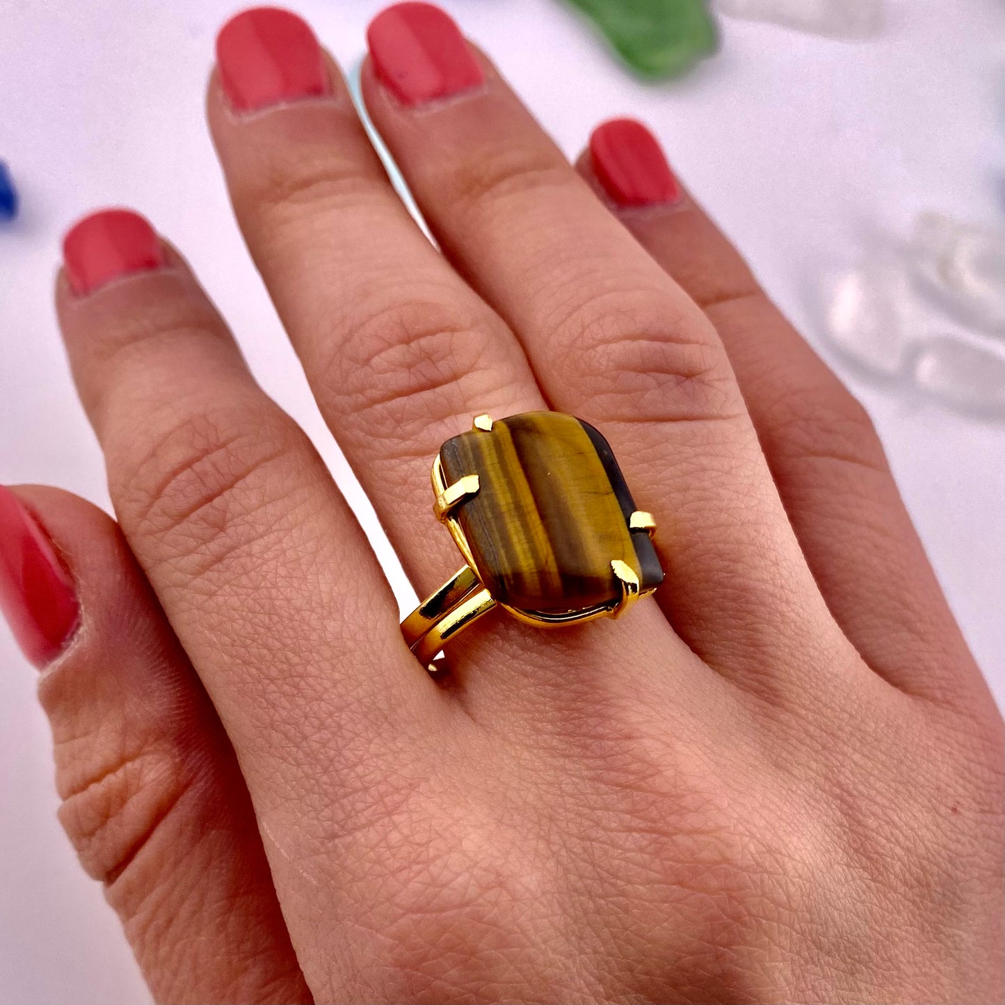 Tiger Eye Leaf Ring