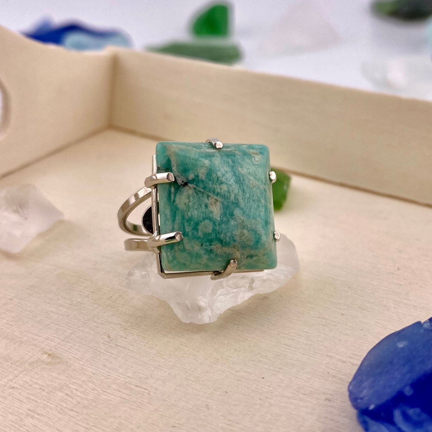 Amazonite Square Cut Ring