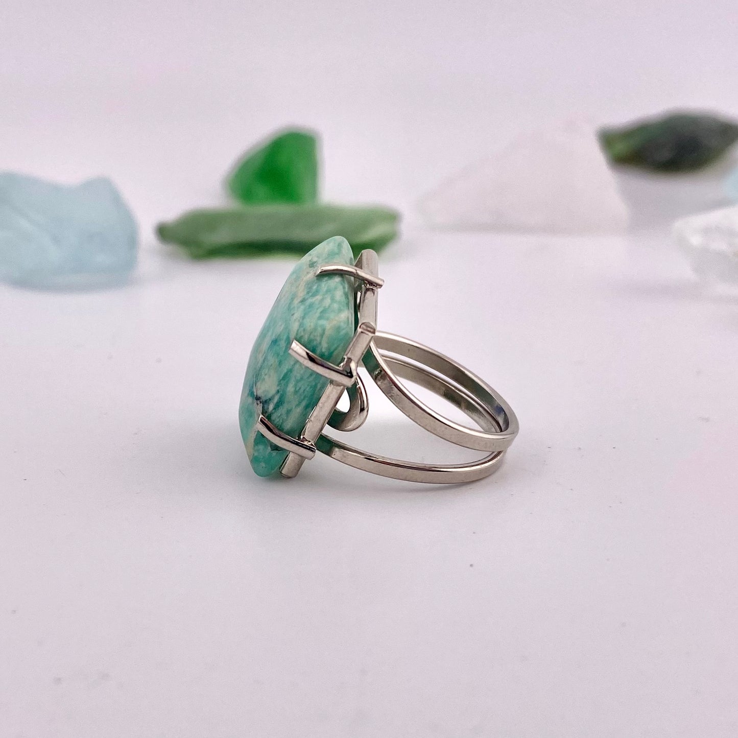 Amazonite Square Cut Ring