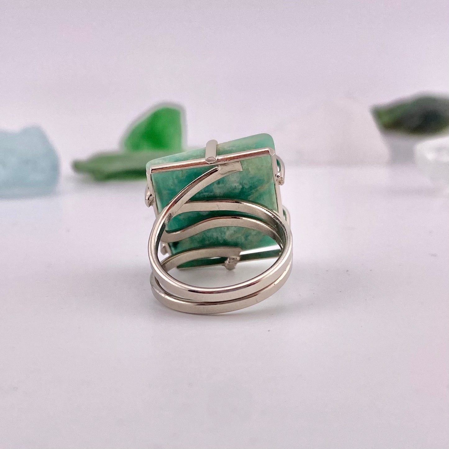 Amazonite Square Cut Ring