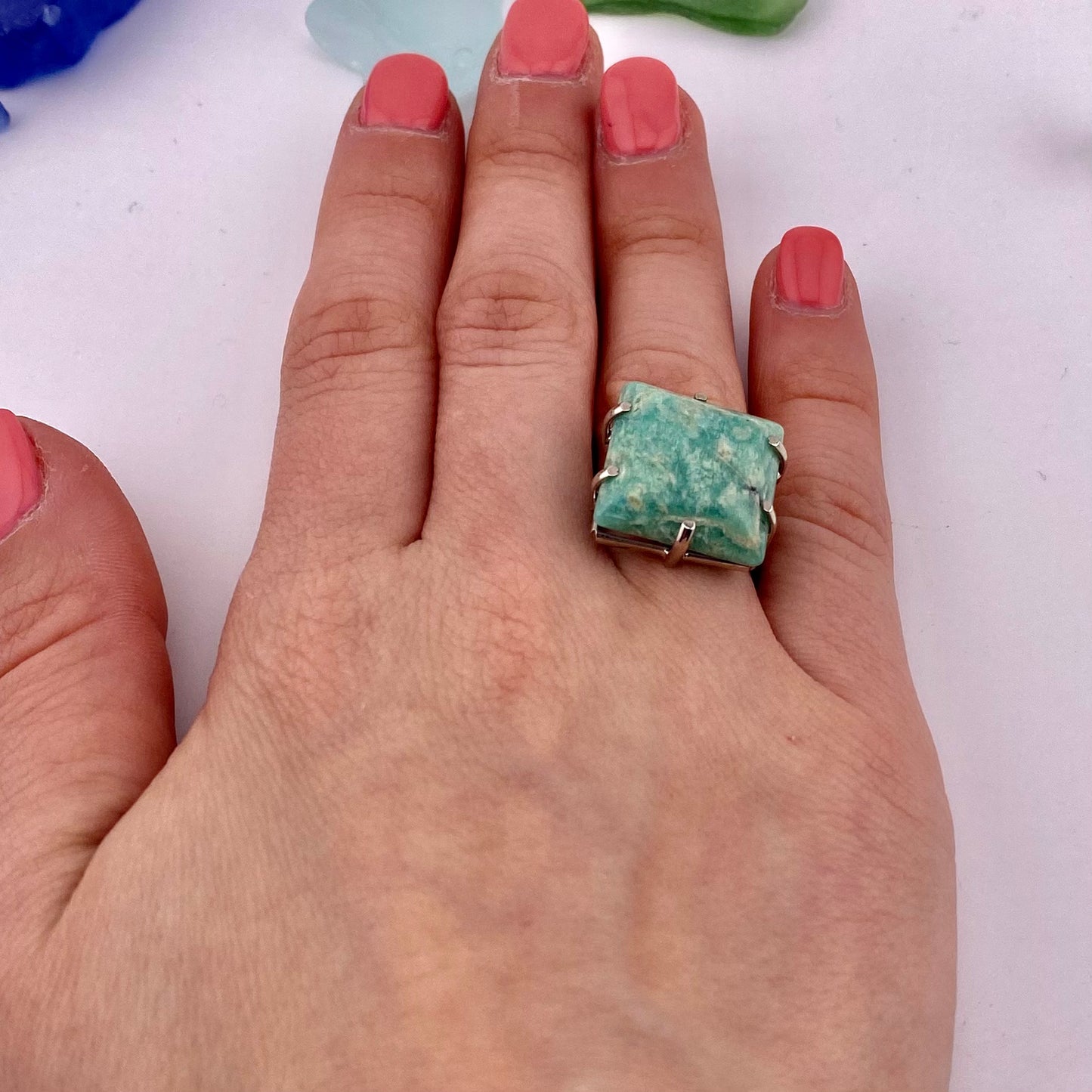 Amazonite Square Cut Ring