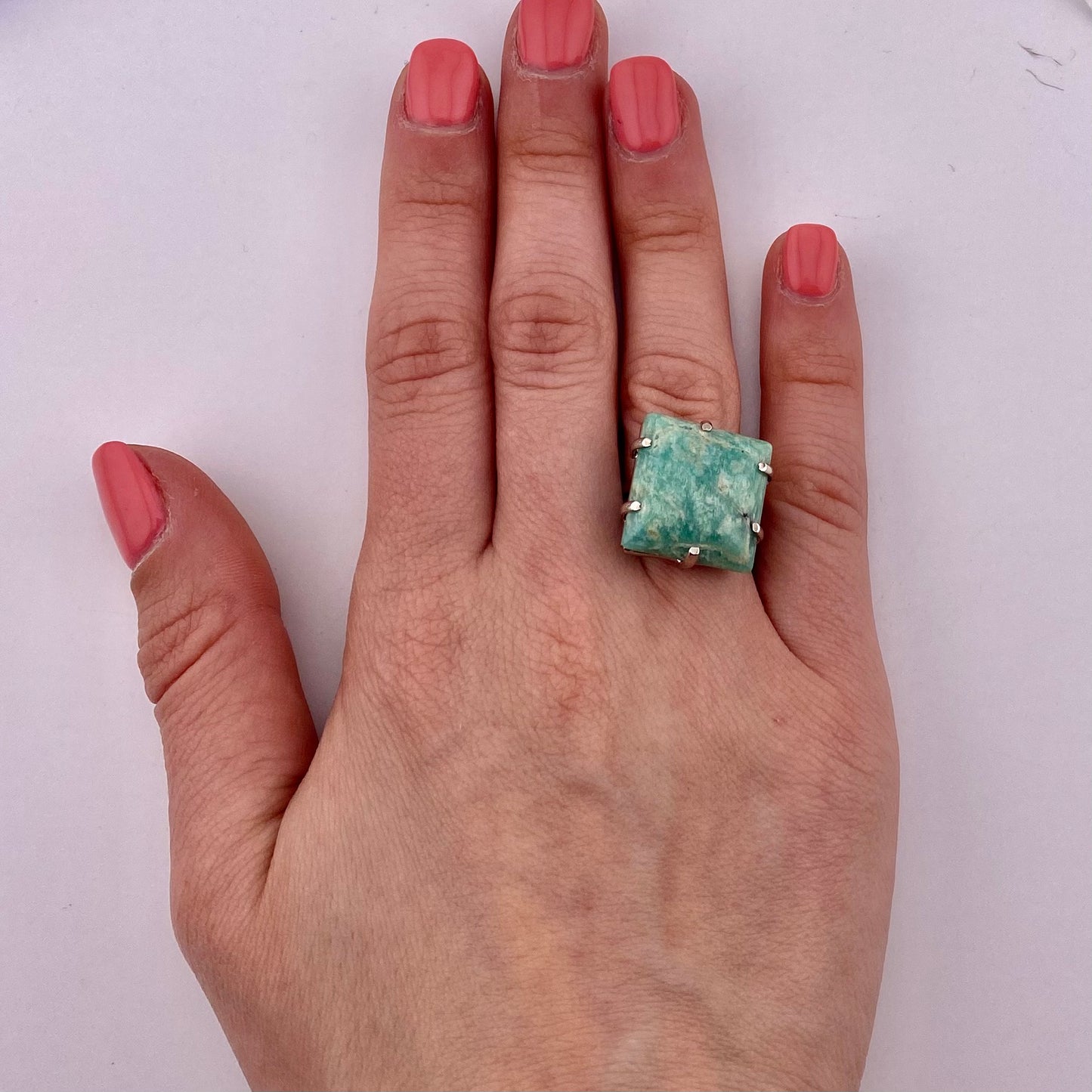 Amazonite Square Cut Ring