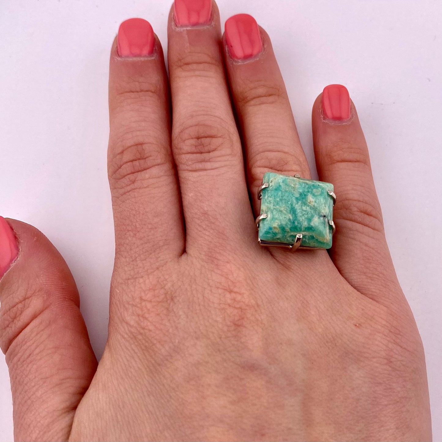 Amazonite Square Cut Ring