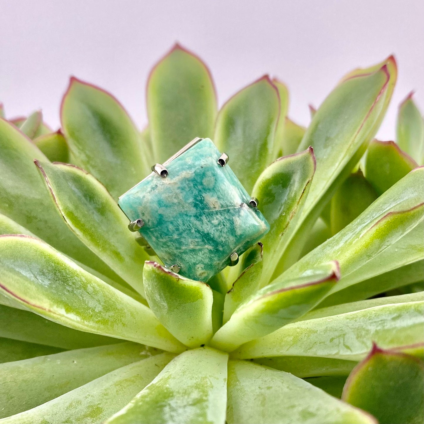 Amazonite Square Cut Ring