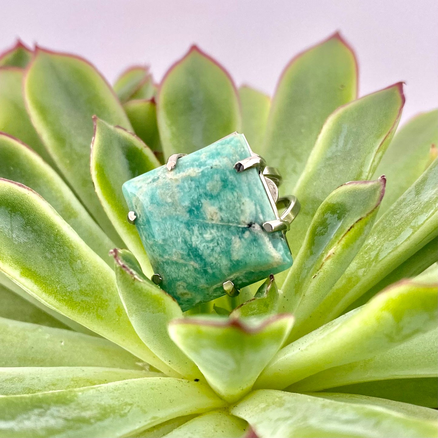 Amazonite Square Cut Ring