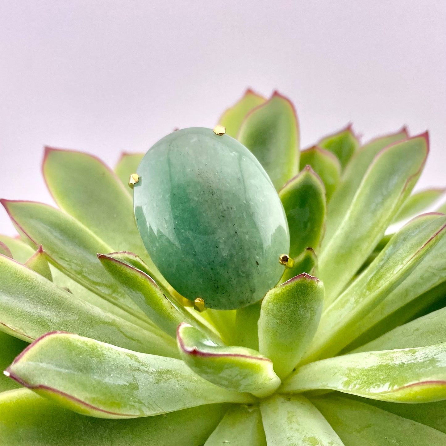 Green Quartz Cabochon Ring