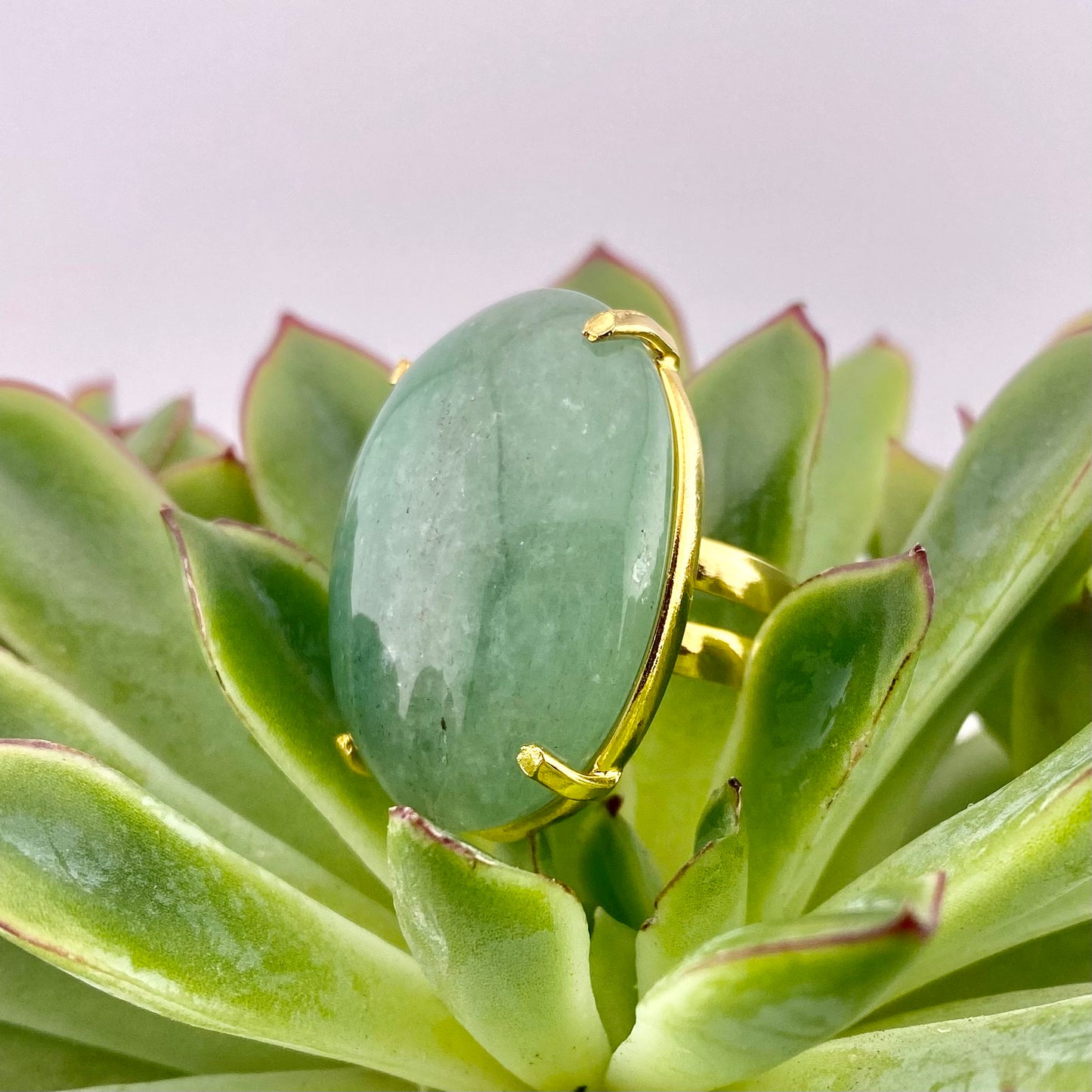 Green Quartz Cabochon Ring