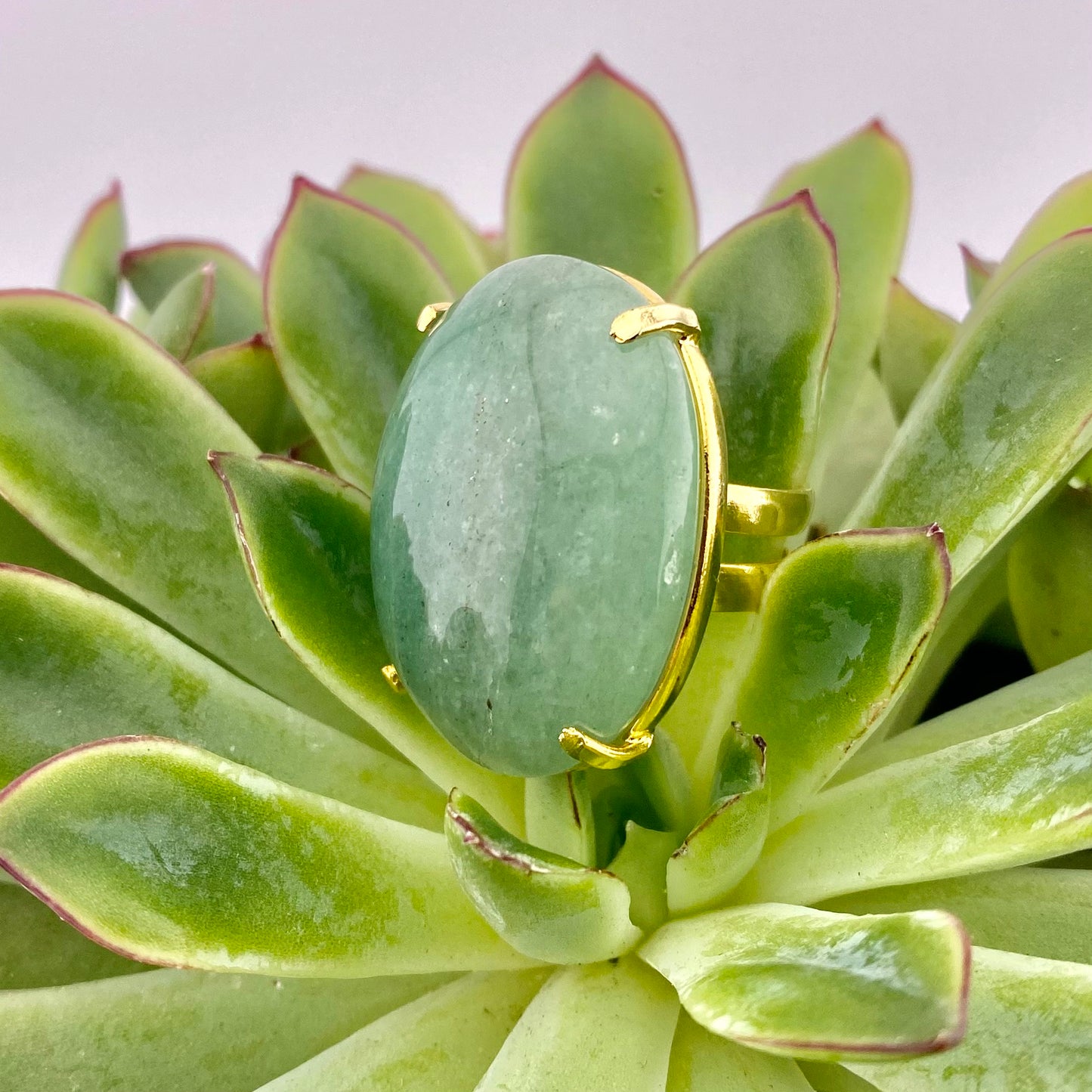 Green Quartz Cabochon Ring
