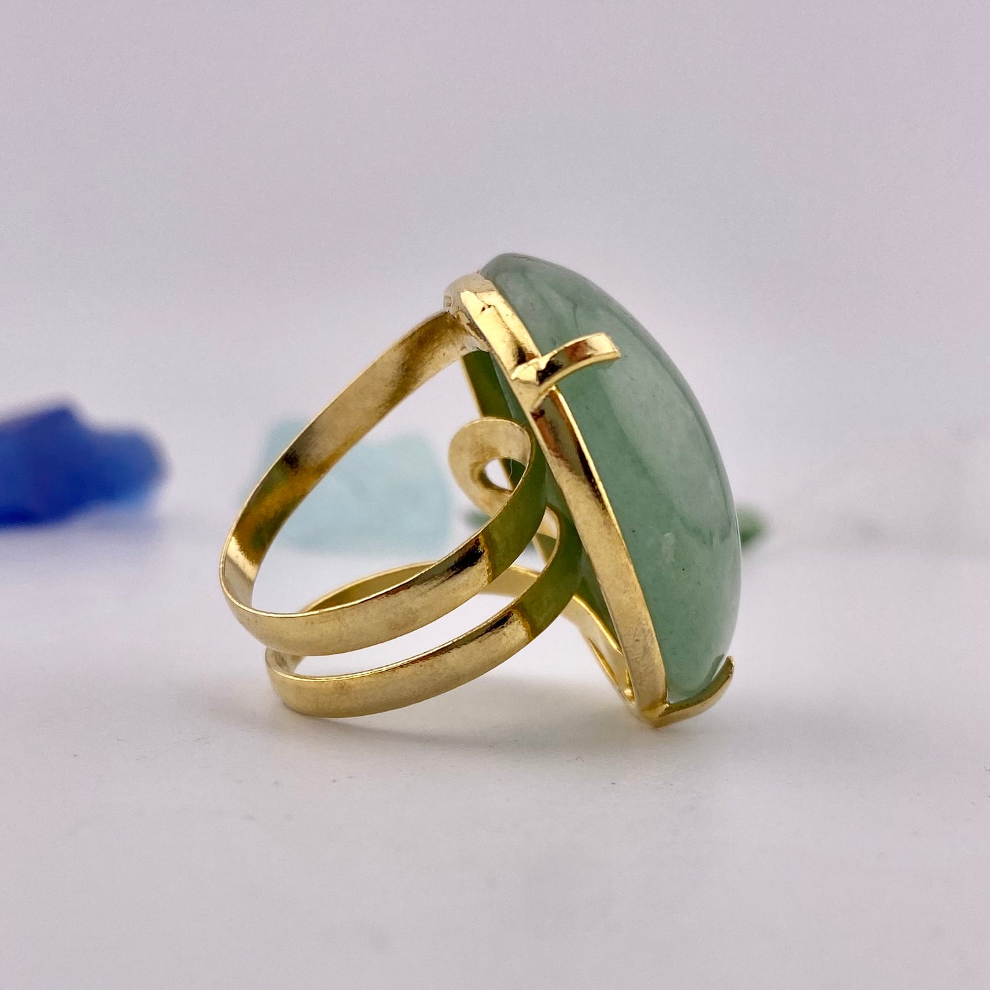Green Quartz Cabochon Ring