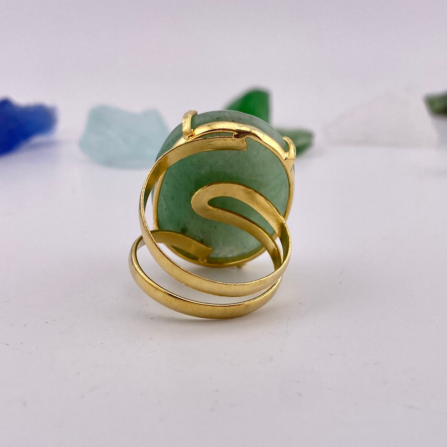 Green Quartz Cabochon Ring