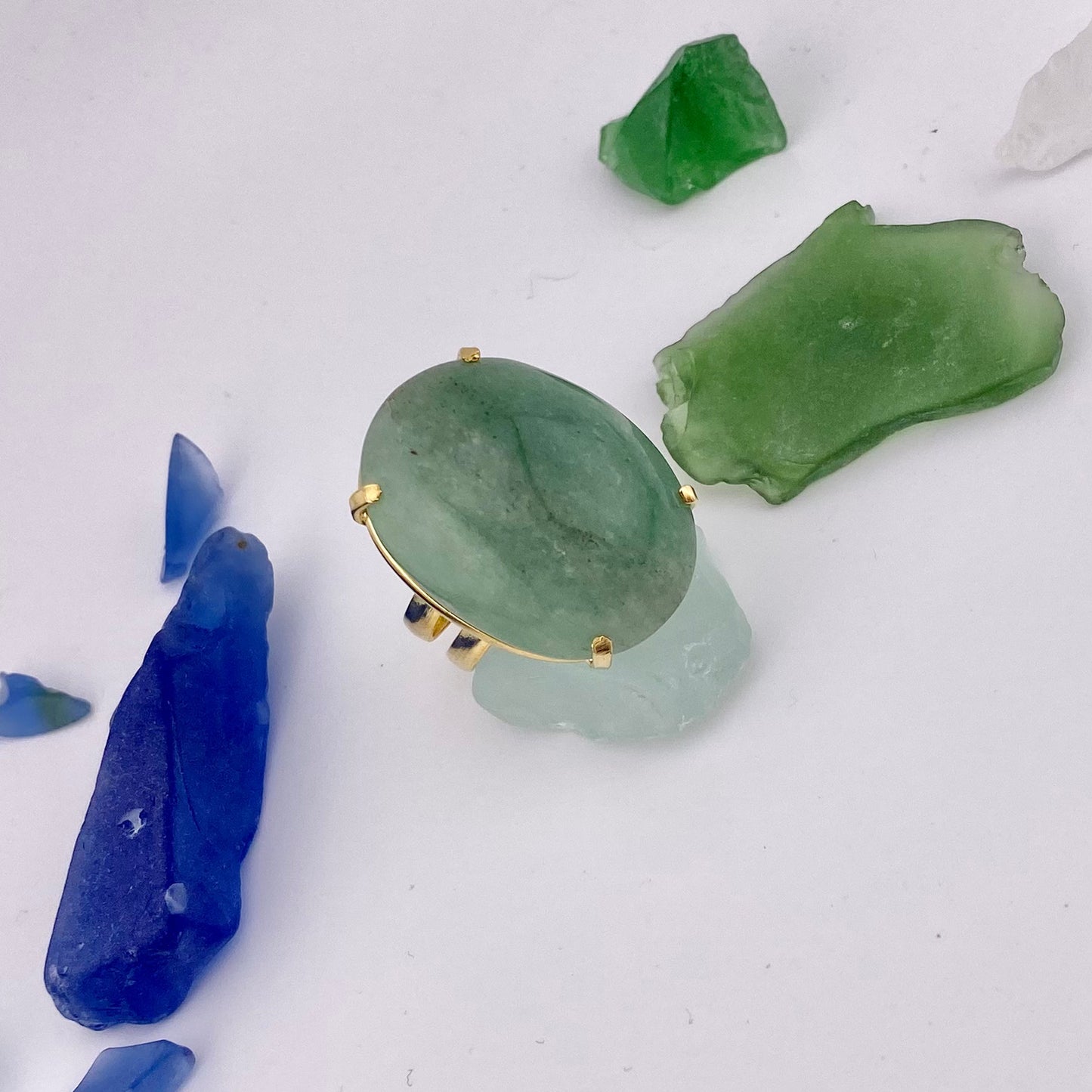 Green Quartz Cabochon Ring