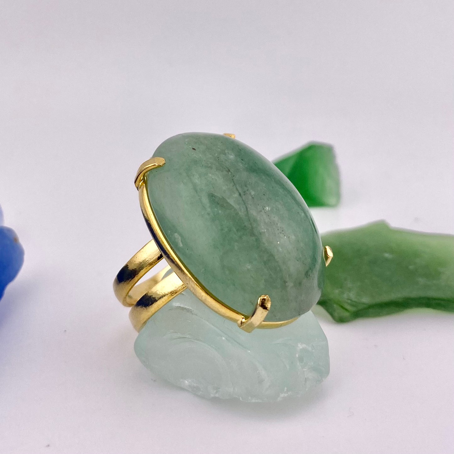 Green Quartz Cabochon Ring