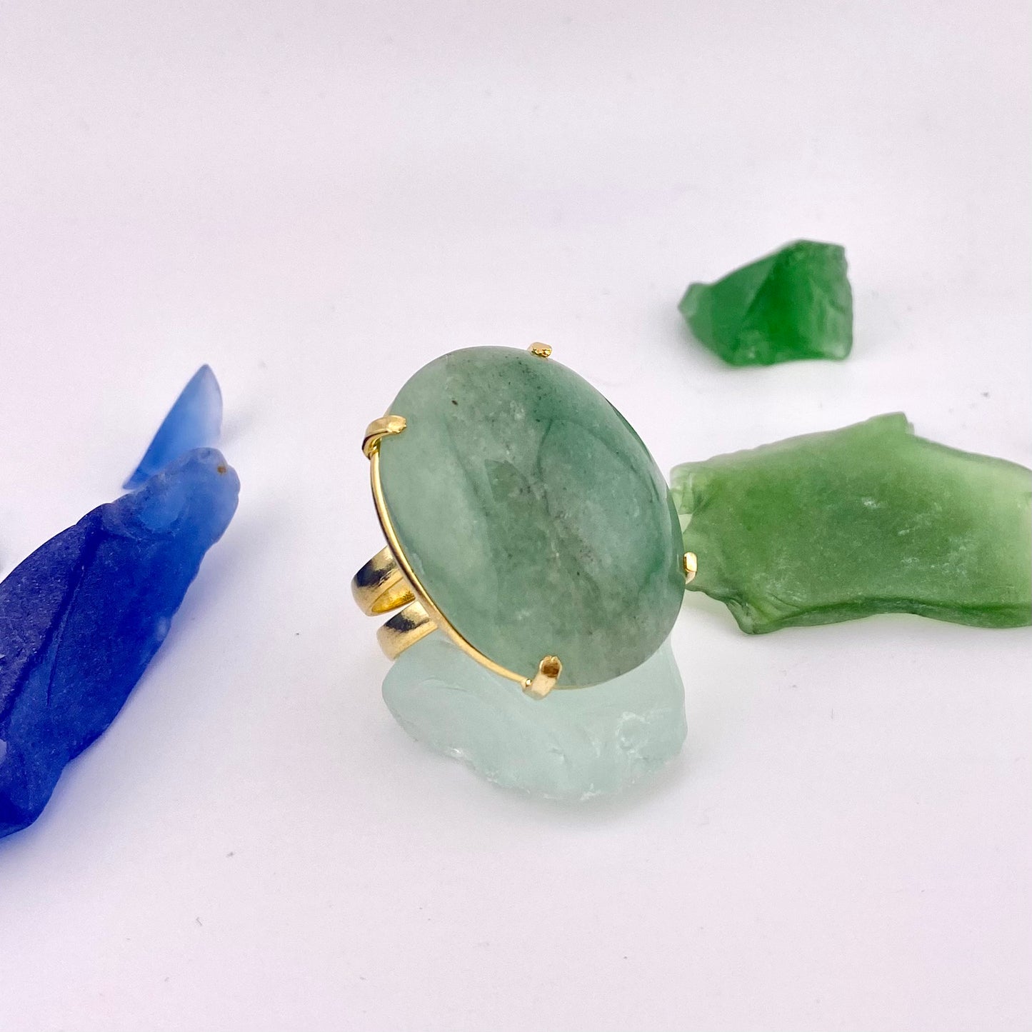 Green Quartz Cabochon Ring