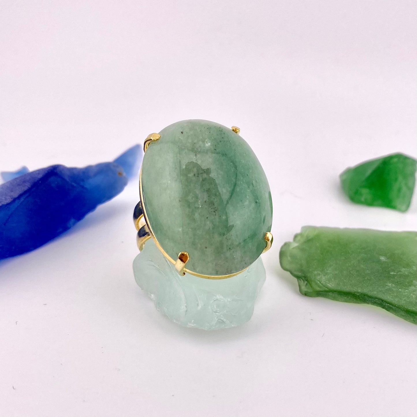 Green Quartz Cabochon Ring
