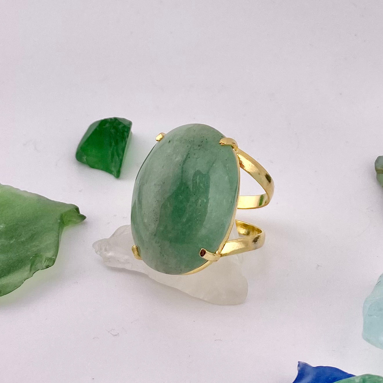Green Quartz Cabochon Ring
