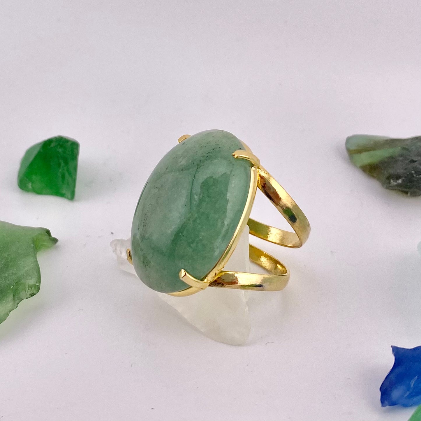 Green Quartz Cabochon Ring