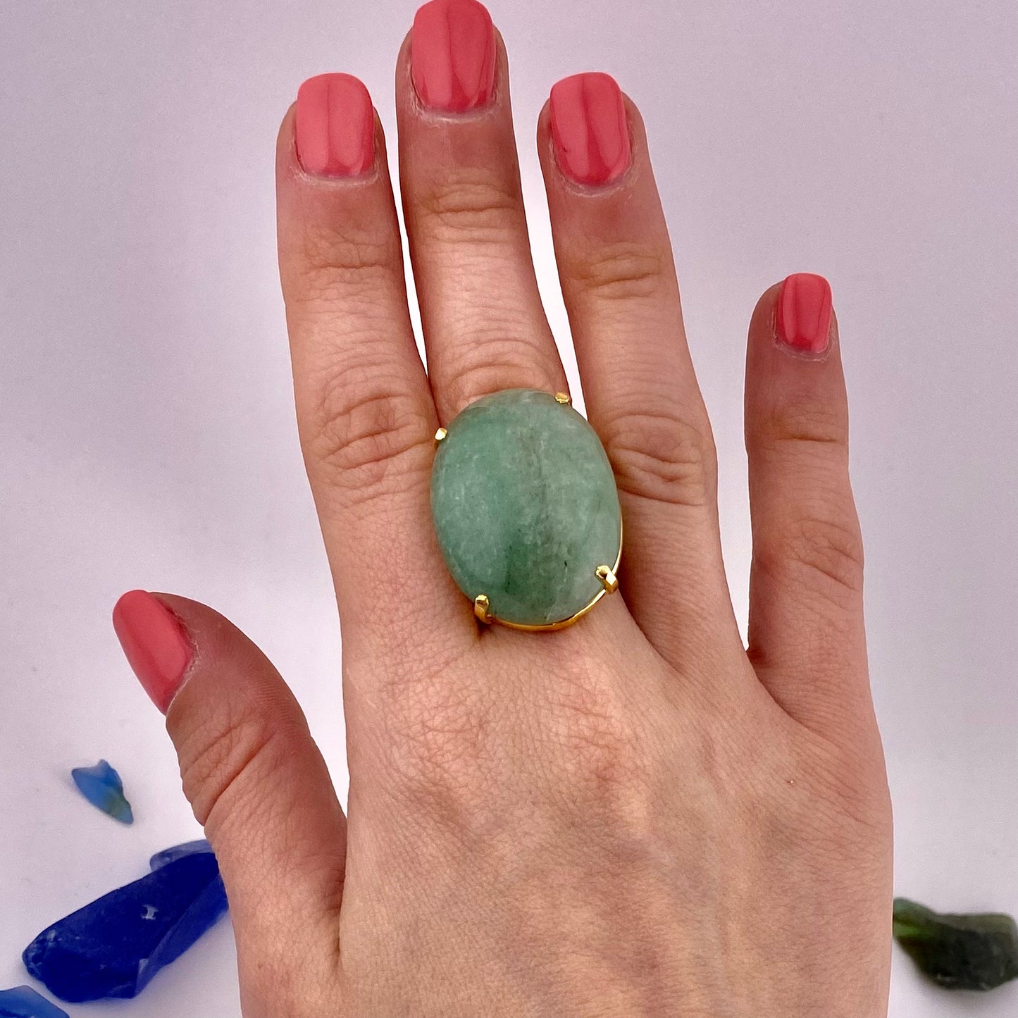 Green Quartz Cabochon Ring