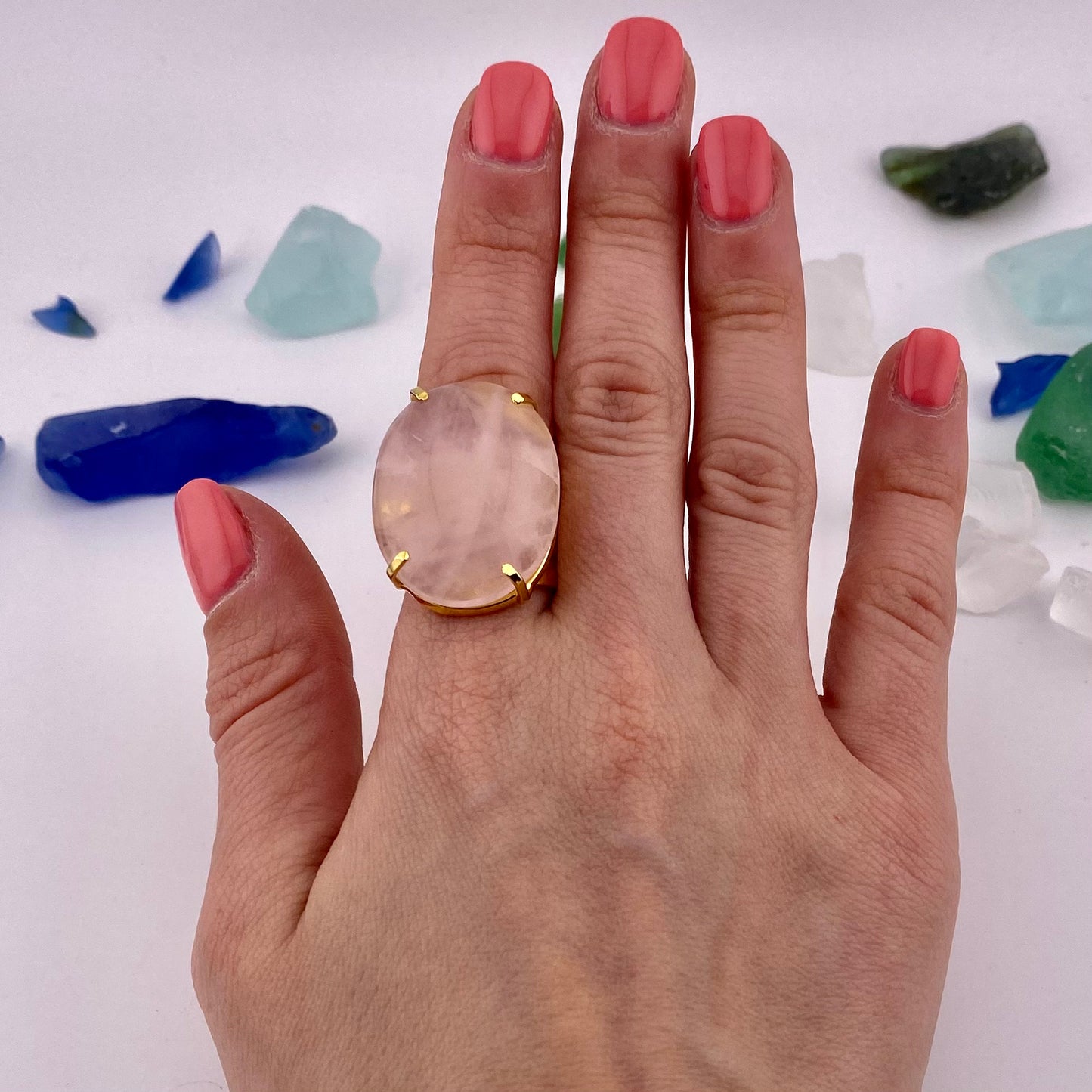 Rose Quartz Cabochon Ring