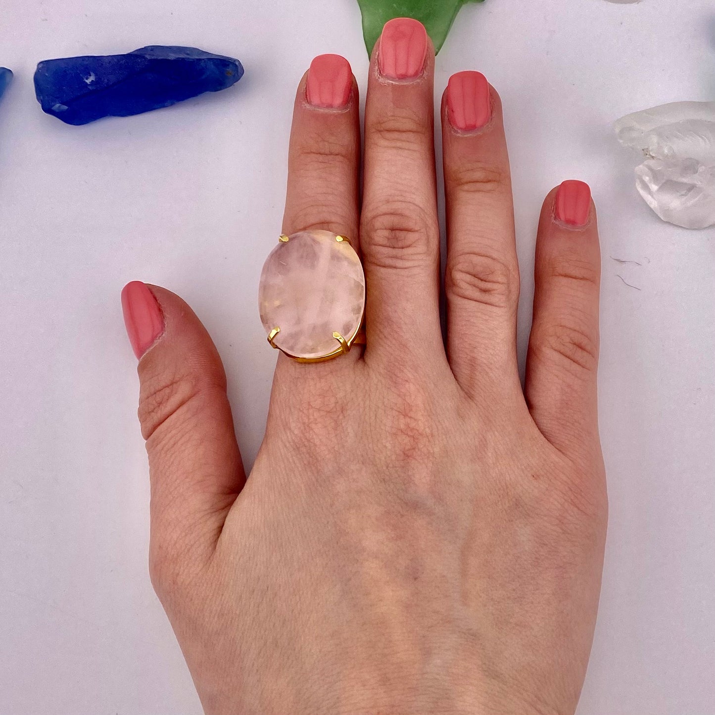 Rose Quartz Cabochon Ring