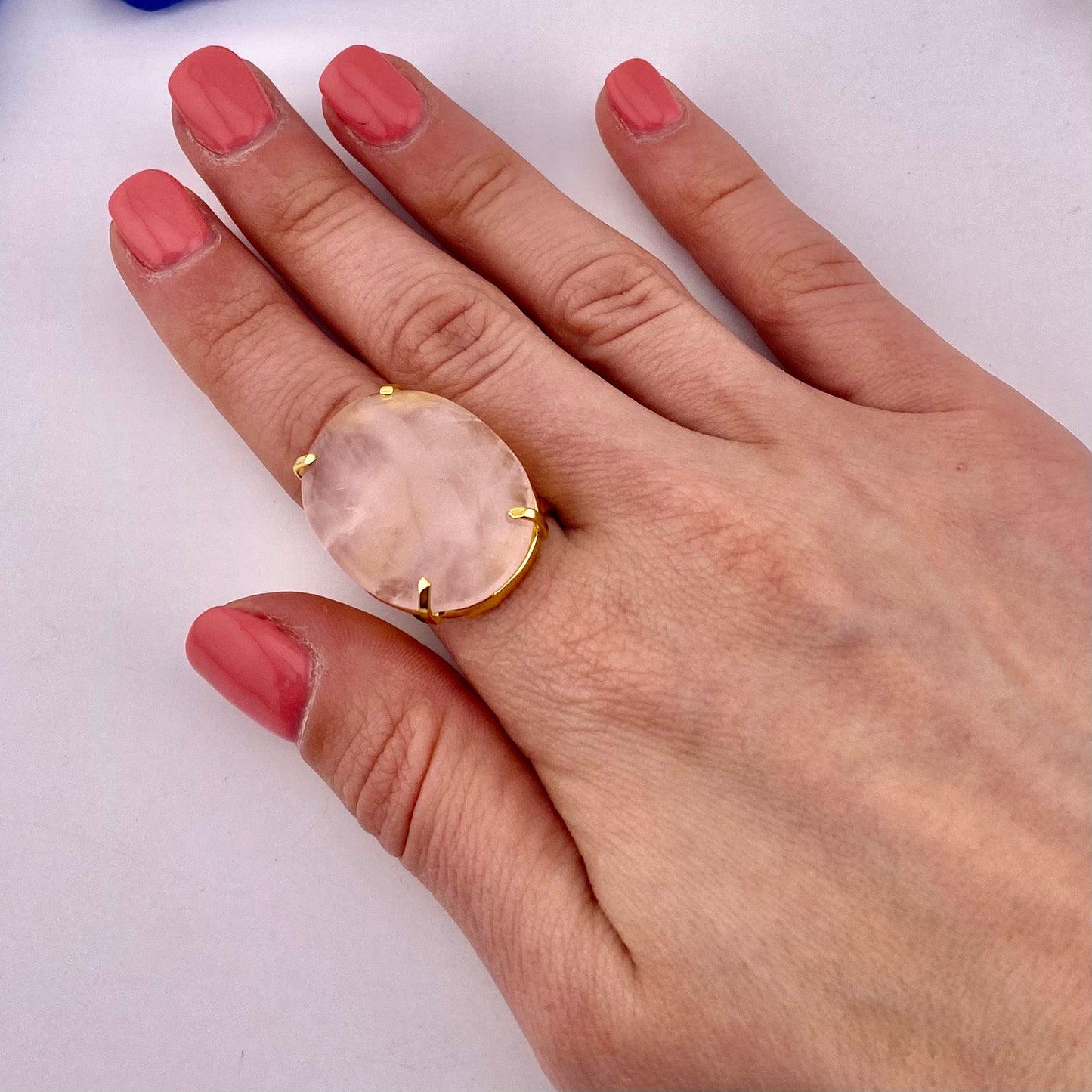 Rose Quartz Cabochon Ring