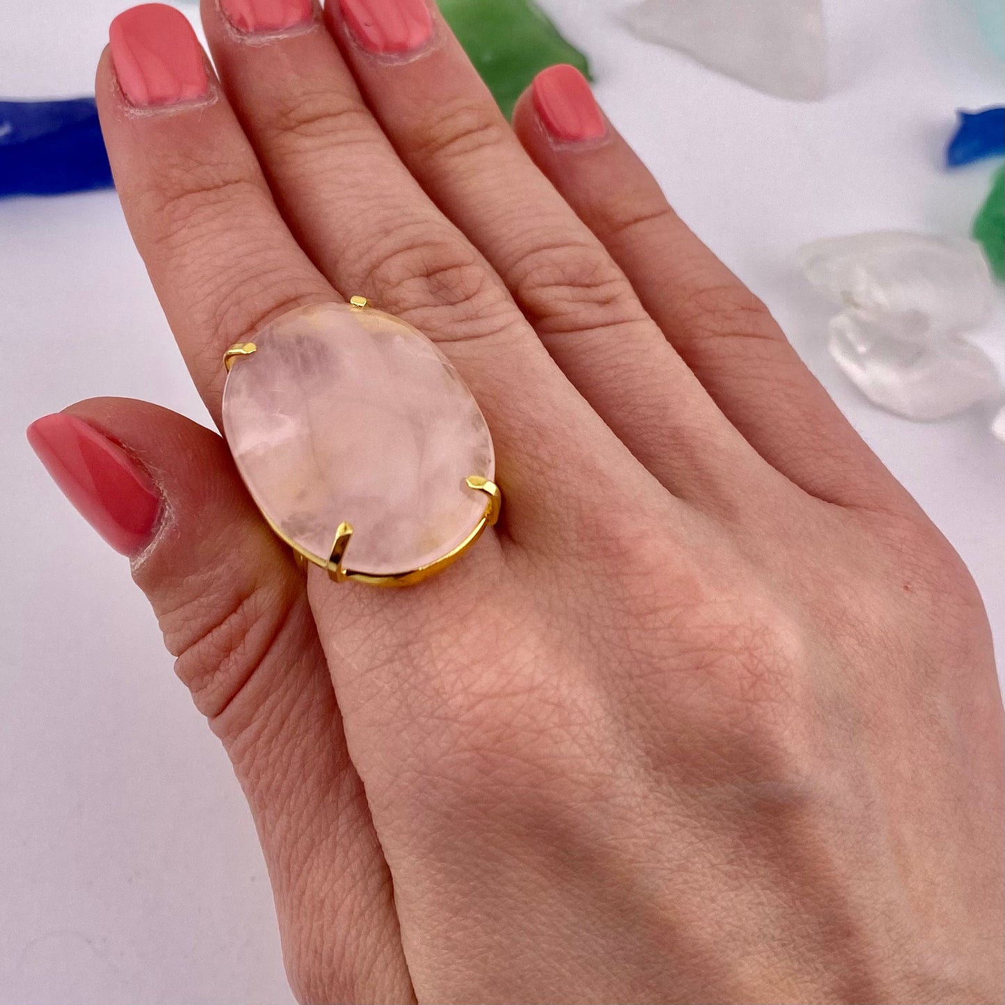 Rose Quartz Cabochon Ring