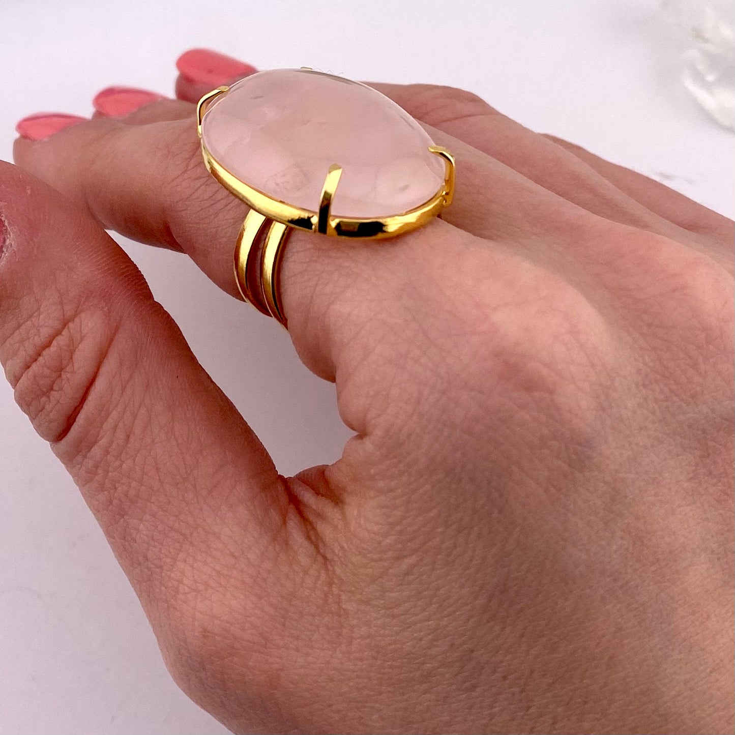 Rose Quartz Cabochon Ring